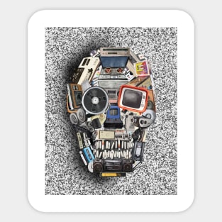 retro tech skull Sticker